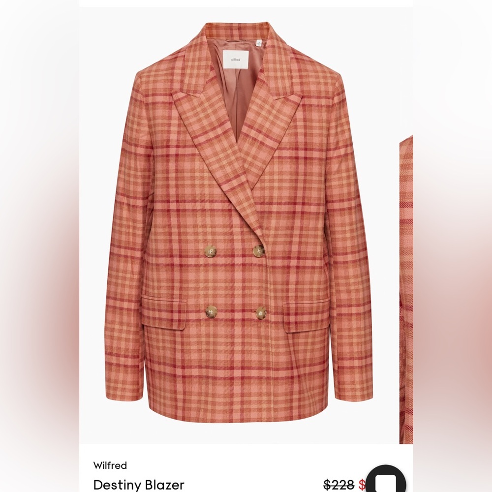 Wilfred Orange and Tan Plaid Double-Breasted Destiny Blazer - Picture 1 of 9